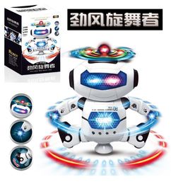 Juguetes eléctricos Robot giratorio de baile con luces LED Juguete de inteligencia de explosión de música con pilas Ventas al por mayor directas de China
