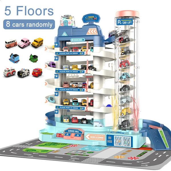 Piste électrique Parking bâtiment voiture jouet course Rail voiture Train piste jouet pour enfants cadeaux mécanique aventure cerveau Table jeu 240131