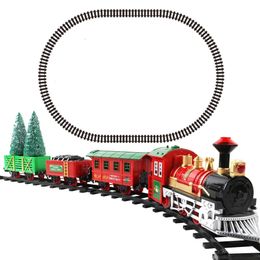 Train électrique jouet voiture modèle ferroviaire Transport Train Rail voiture piste ensemble interactif cadeau de noël 240319