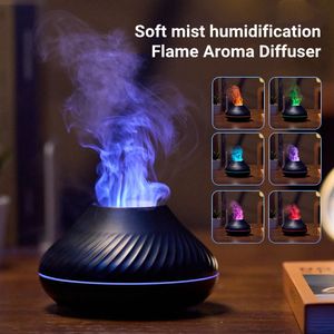 Elektrische USB Ultrasone Aroma Luchtbevochtiger Essentiële Olie Diffuser met 7 Kleur Vlam Lamp Voor Thuis Kamer Geur Mist Maker 240321