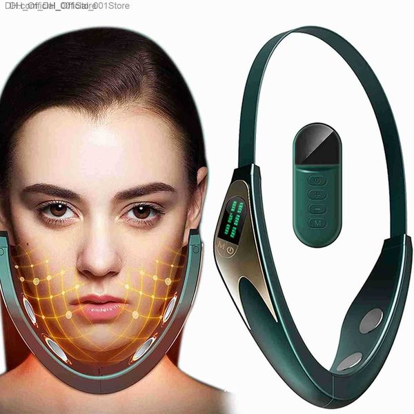 Masajeador facial eléctrico en forma de V para prevención de arrugas de cuello de cuello cirugía plástica de barbilla doble e luz de barbilla e instrumento de belleza con control remoto Z230817