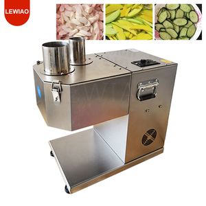 Máquina cortadora de frutas y verduras eléctrica con 2 entradas, cortador de frutas y verduras de 76mm y 87mm, ajustable de 1,5-6mm