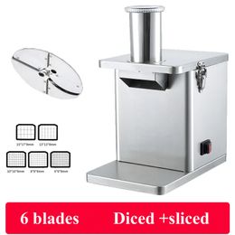 Elektrisch groentefruit Diciding Machine Commerciële wortelpellet Pellet roestvrijstalen ui Slicer Shredder Dicer 220V