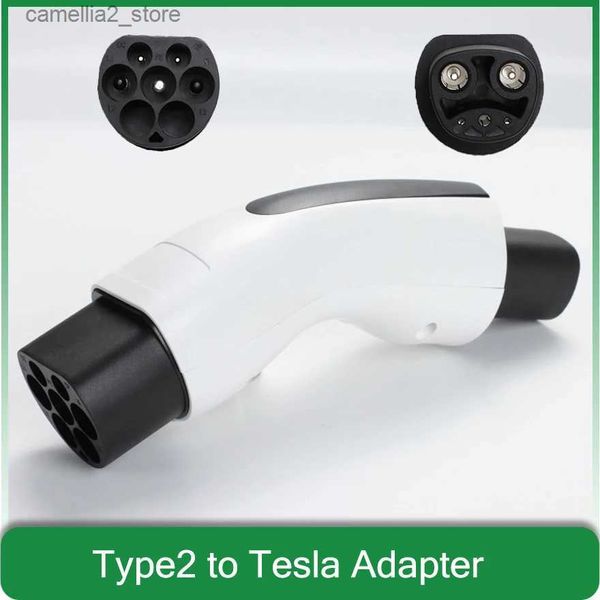 Accessoires pour véhicules électriques Véhicule de voiture électrique Adaptateur UE Type 2 vers Tesla modèle 3/y/x/s Accessoires EVSE Adaptateur de connecteur de chargeurs de charge 32A ev Q231113