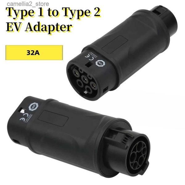 Accessoires pour véhicules électriques Chargeur EV Type 1 SAE J1772 vers Type 2 EVSE Adaptateur de connecteur de convertisseur de charge 32A pour accessoires de véhicule électrique IEC 62196 Q231113