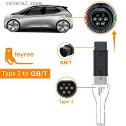 Accesorios para vehículos eléctricos feyree Adaptador tipo 2 a GB/T 32A 7KW monofásico IEC 62196-2 Convertidor de cargador 32A 22KW trifásico para coche eléctrico GB/T Toma de carga Q231113