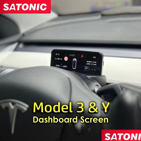 Accessoires de véhicules électriques Modèle Y 3 Tableau de bord intelligent Cluster Instrument LCD Affichage d'informations numériques pour Tesla Modely / Model3 D Otxe0