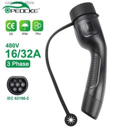 Accesorios para vehículos eléctricos Peocke EV Cargador Adaptador de enchufe Tipo 2 EVSE Cargador Hembra IEC 62196 Convertidor 16A 32A para estación de carga de vehículos eléctricos Q231113