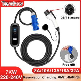 Accessoires voor elektrische voertuigen Teschev Level 2 EV-oplader GBT standaard 8/10/13/16/32A 1P 7KW Wallbox-kabel 5m voor elektrisch voertuig China Cars Q231113