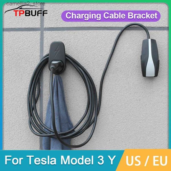 Accessoires pour véhicules électriques Support de câble de chargement TPBUFF pour Tesla modèle 3 Y support de chargeur support mural chargeur de voiture organisateur de câble accessoires prise ue US Q231113