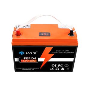 Batteries de véhicules électriques Lifepo4 Small Rubber Shell 12V100AH ​​Affichage BMS intégré pour la maison de golf pltaïque
