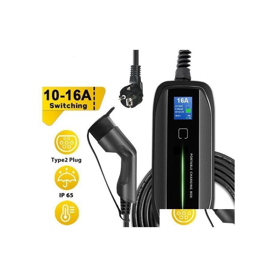 Electric Vehicle Charger & Equipment Electric Vehicle Charger Equipment Evse Car Type 2 Portable Ev Charging Box 3.6Kw Switchable 10/1 Dhkhb