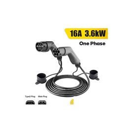 Équipement de chargeur de véhicule électrique Charge de voiture Ev 1 phase ou 3 16A32A Type 2 femelle à mâle CEI 62196 Longueur de prise 5M Drop Deliver Dh2Xk