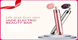 Vibrante eléctrico Natural Rose Rode Jade Roller Facial masajeador para el levantamiento de la cara Jade Jade Stone Massage Skincare Beauty Tool9343300