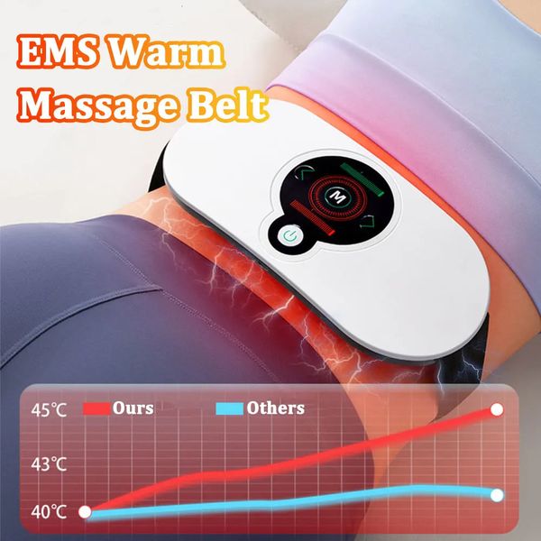 Masajeador de cintura eléctrico Cinturón EMS Calefacción Almohadilla de masaje Calentador menstrual Período de pulso de espalda Alivio del dolor Soporte de fisioterapia 240313