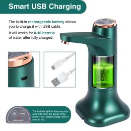 Elektrische waterflespomp met basis USB Water Dispenser draagbare automatische waterpomp emmerfles Dispenser - Groen