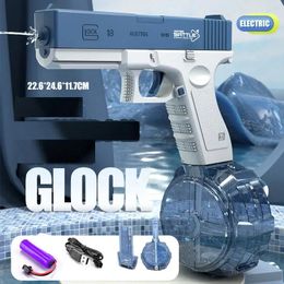 Jouets électriques à pistolet à eau Glock tirant à haute pression Énergie de chargement de charge automatique jouet de plage d'eau d'été pour enfants adultes 240416