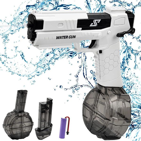 Pistolas de agua eléctricas Pistola de agua de juguete con pulverización automática de alta capacidad para niños de 4 a 8 años Dispara hasta 32 pies Juguetes para fiestas en la piscina de verano para niños y adultos