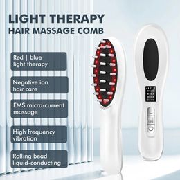 Elektrische draadloze infrarood massagekam Haargroei Microcurrent Vibratiekop Schakelborstel Anti -verlieszorg 240425