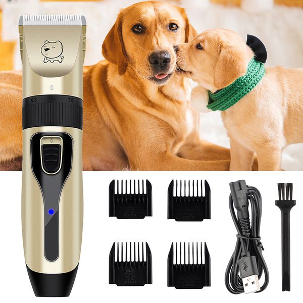 Cortadora de pelo eléctrica para mascotas, afeitadora recargable por USB, máquina de corte de pelo para animales de bajo decibelio