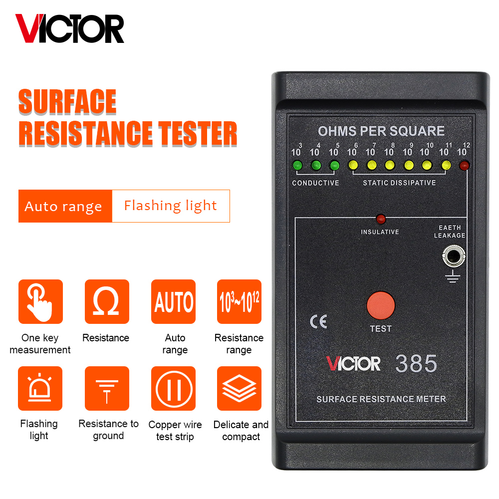 Instrumenty elektryczne Victor 385 Cyfrowy oporność na ziemię tester oporności powierzchniowej miernik ASTM Standard