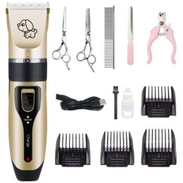 Electrical Pet Hair Trimmer Professional Grooming Kit Rechargeable Pet Cat Dog Clipper Hair Set Machine Animals Cutting Shaver 220423