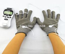 Stimulateur électrique Body Relax Thérapie Masseur Tens Acupuncture Masseur de doigt électrique avec gants de massage d'électrode en fibre5252349