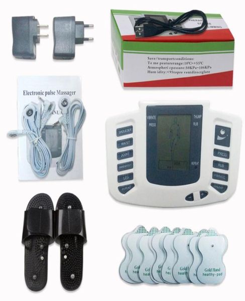 Stimulateur électrique pour tout le corps, relaxation musculaire, masseur à impulsion, Acupuncture TENS avec pantoufles thérapeutiques, 16 électrodes Pads4595517