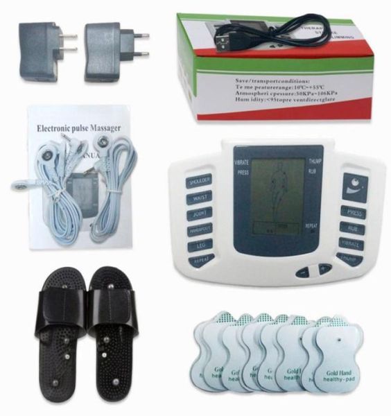 Stimulateur électrique Full Corps Relax Muscle Digital Massager Pulse Tens Acupuncture with Therapy Slipper 16 PCS Electrode Pad1091321