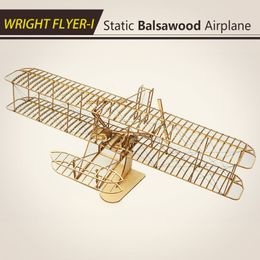 ElectricRC Vliegtuigen 3D Woodcraft Constructie KIT Wright Brothers Flyer Model Build Perfect Houten Schaal Puzzel DIY Speelgoed Ornament 230807