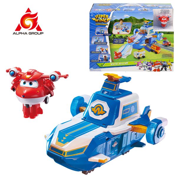 ElectricRC Aircraft Super Wings S4 World Aircraft Playset Base móvil de aire con luces Sonido Incluye 2 Jett Transforming Bots Juguetes para niños Regalos 230711