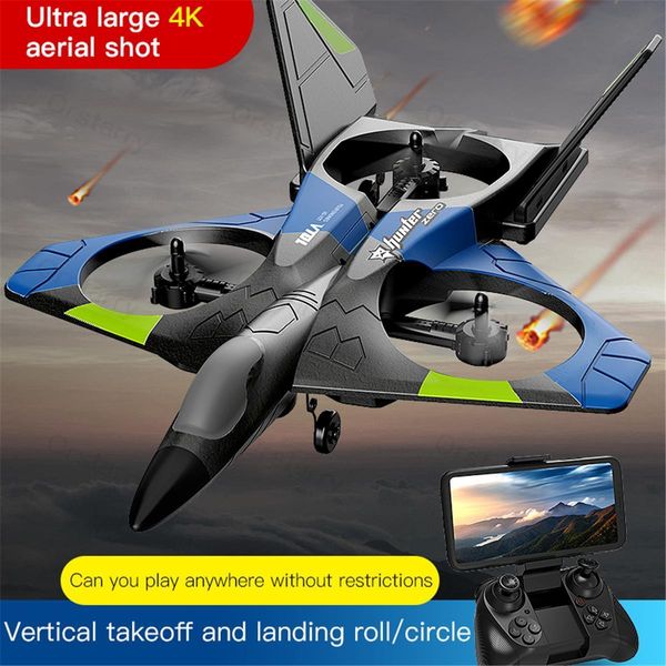 ElectricRC Aircraft V27 Surdimensionné Télécommande Combat Glider One Key Return Mousse Drones 4K HD Pographie Aérienne Véhicule Aérien Garçons Jouets 230801