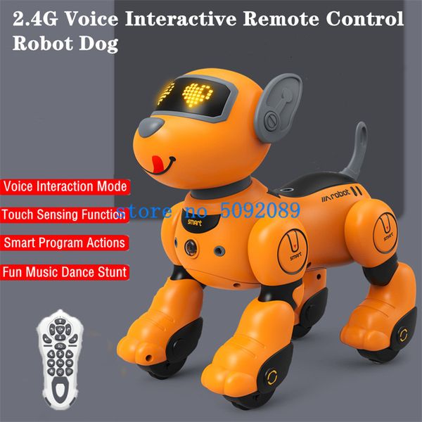 Electricrc Animals 24g Programación de bricolaje de bricolaje multifuncional RC ROBOT ROBOT 3D Rotado Interacción de voz Touch Sensing Light Control Remote Control 230812