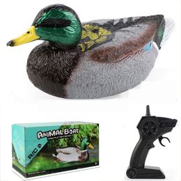 Electricrc Animals 24G RC Simulatie Duck Oplaadbare afstandsbediening Remote Control High Speed ​​Speedboat Buiten Water Creative Animal Model Ship Kids Toy Gift 230419