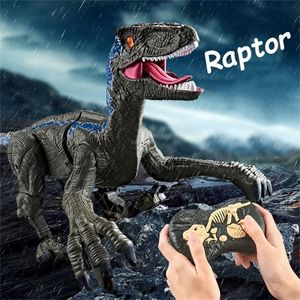 Electricrc Animals 24 GHz RC Simulation Dinosaur RC Velociraptor Remote Control Dinosauria jouet avec un cadeau rugissant LED pour l'enfant 220923
