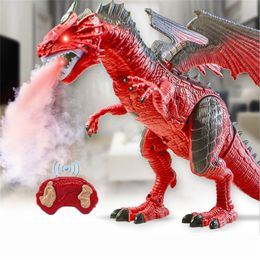 ElectricRC Animaux 45CM Dinosaure Spray Dragon Roar Marche Électrique Télécommande Simulation Modèle Animal Enfants Jouet Pour Enfants Garçons Cadeau D'anniversaire 230906