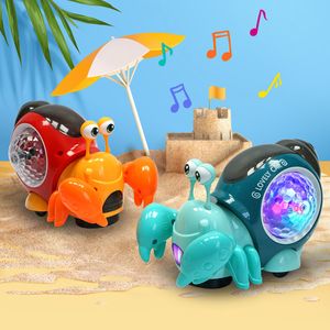 Jouets pour enfants de crabe rampant d'animaux électriques avec de la musique LED allument la musique interactive pour les animaux électroniques de bébé en bas âge en mouvement 230922