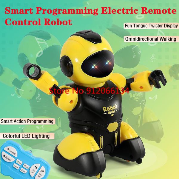 ElectricRC Animales Programación de acción educativa eléctrica Smart RC Robot 24G 360 ° Walking Sing Dance Iluminación LED Control remoto Mini juguete 230807