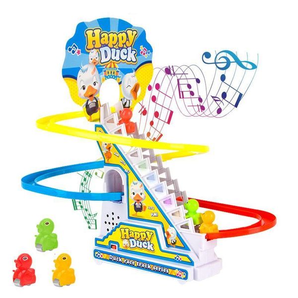 ElectricRC Animaux drôle bébé jouets électrique canard piste toboggan canards monter les escaliers jouet lumières clignotantes musique rouleau er pour enfants garçons filles 230922