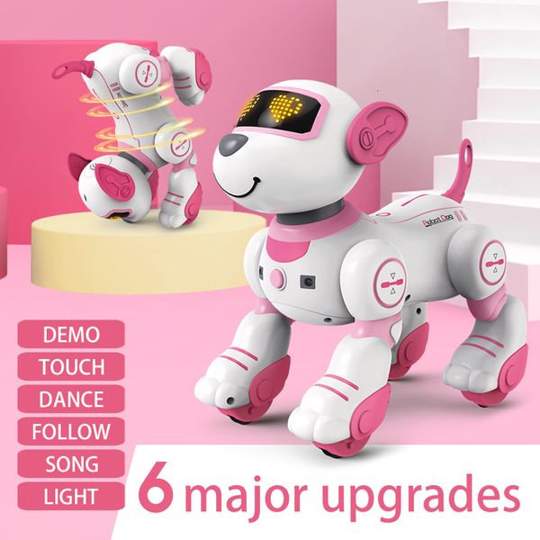 ElectricRC Animals Funny RC Robot Electronic Dog Stunt Dog Comando de voz Programable Touch-sense Music Song Robot Dog Pink Juguetes para niñas Regalo 230602