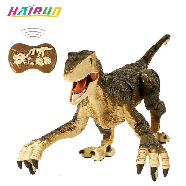 ElectricRC Animaux Hairun Télécommande Dinosaure Jouets Enfants RC Électrique Marche Jurassique Simulation Velociraptor Avec LED Lumière Jouet Cadeaux 230807