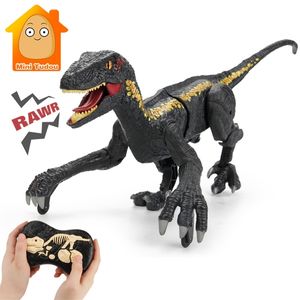 ElectricRC Animaux Kid Télécommande Dinosaures Électrique RC Velociraptor Robot Intelligent LED Lumière Animal Jouets Éducatifs Pour Garçon Cadeau 220913