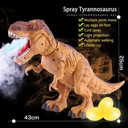 ElectricRC Animaux Grand Dinosaure Électrique Jouets Marche Jet Dinosaure Monde Avec Voix Mécanique Tyrannosaure Rex Œuf Lumineux Enfants Bébé Cadeaux 231118