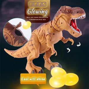 Electricrc Dieren Large elektrische dinosaurus Toys Walking Jet Dinosaur World met mechanische stem Tyrannosaurus Rex Luminous Egg Children Baby Gifts 220914