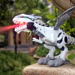 Electricrc dieren grote spray mechanische dinosaurussen met vleugel cartoon elektronisch wandelend diermodel dinosaurio juguete robot pterosaurs kinderen speelgoed 230419