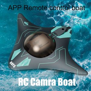 Electricrc Animals Mini WiFi RC Boat Six Links Real Time Transmission Underwater Camera Ship PO Video Visuele afstandsbediening Shipboat Toys Kids 230814