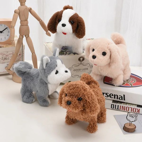 ElectricRC Animaux en peluche électrique chiot marche écorce hochement de tête Wag queue Simulation électrique chien interrupteur inférieur électrique animal de compagnie enfants jouets pour enfants cadeau d'anniversaire 231115