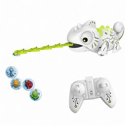 Electricrc Animals RC Chameleon Lizard Pet 24 G Intelligent Toy Robot For Children Kids verjaardagscadeau grappig speelgoed Remote Control Reptile Dieren 220913