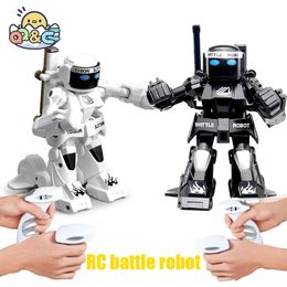 Electricrc Animals RC Robot Battle Boxing Toy Control remoto 24 g de lucha humanoide con dos juguetes de joysticks para niños 230906