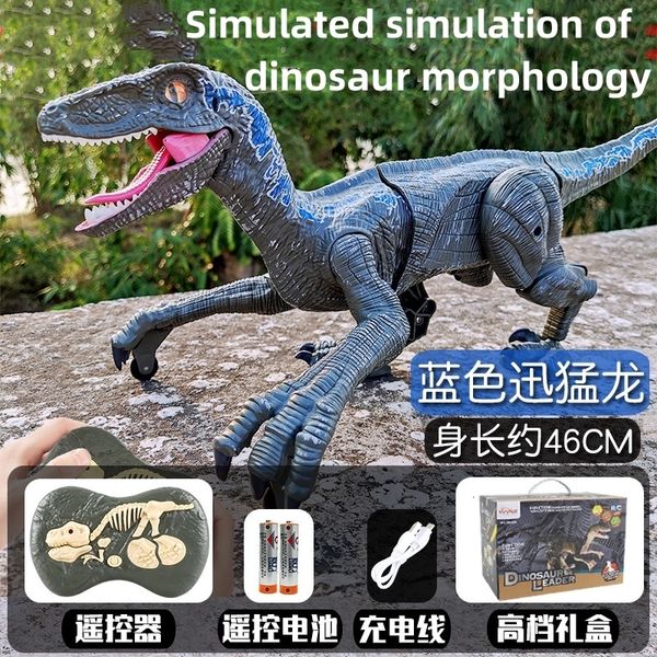 ElectricRC animaux télécommande dinosaure jouet électrique 24G modèle de Simulation sans fil Velociraptor enfants jouets 230906